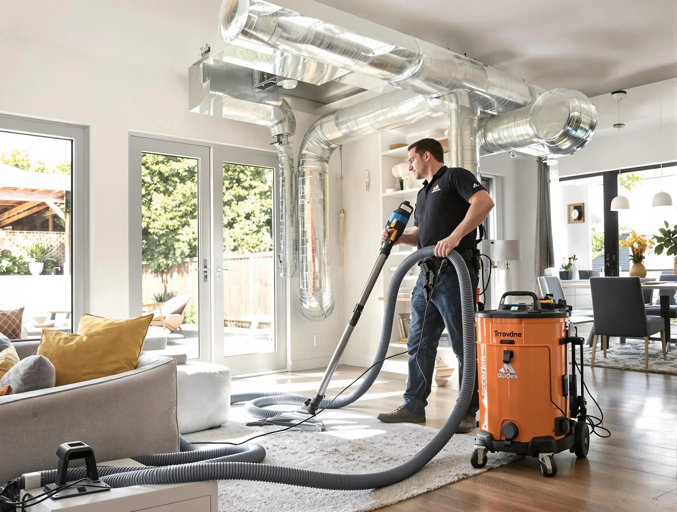 Framingham Air Duct Cleaning specialist performing thorough residential duct cleaning using advanced equipment in Framingham