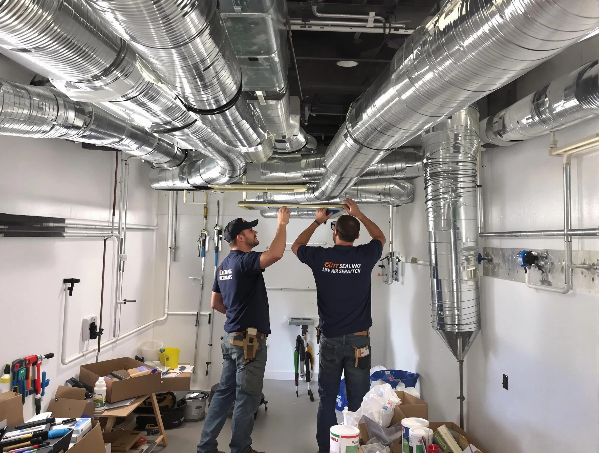 Framingham Air Duct Cleaning technician applying professional duct sealing solutions in Framingham
