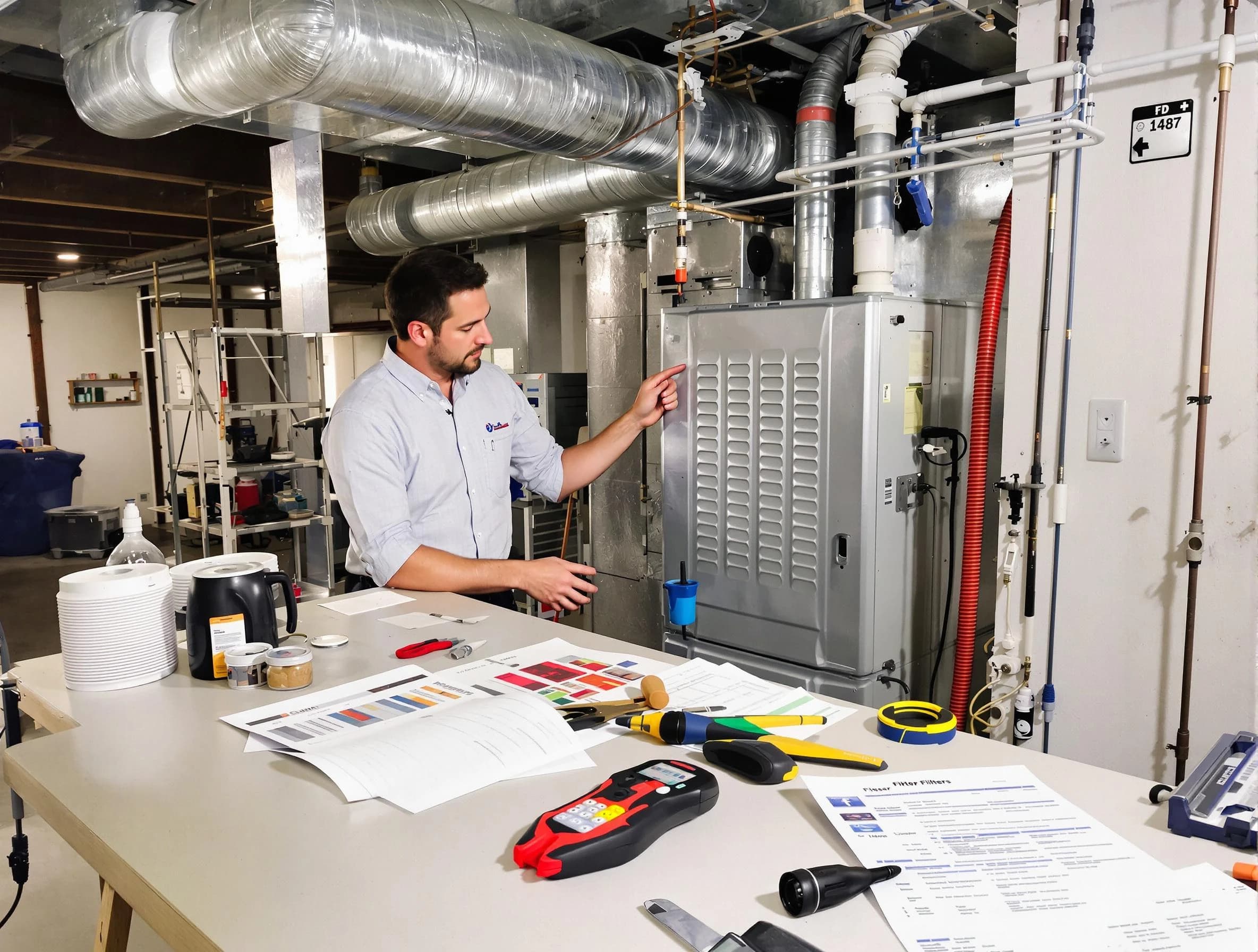 Framingham Air Duct Cleaning inspector conducting detailed filter system evaluation using professional diagnostic tools in Framingham
