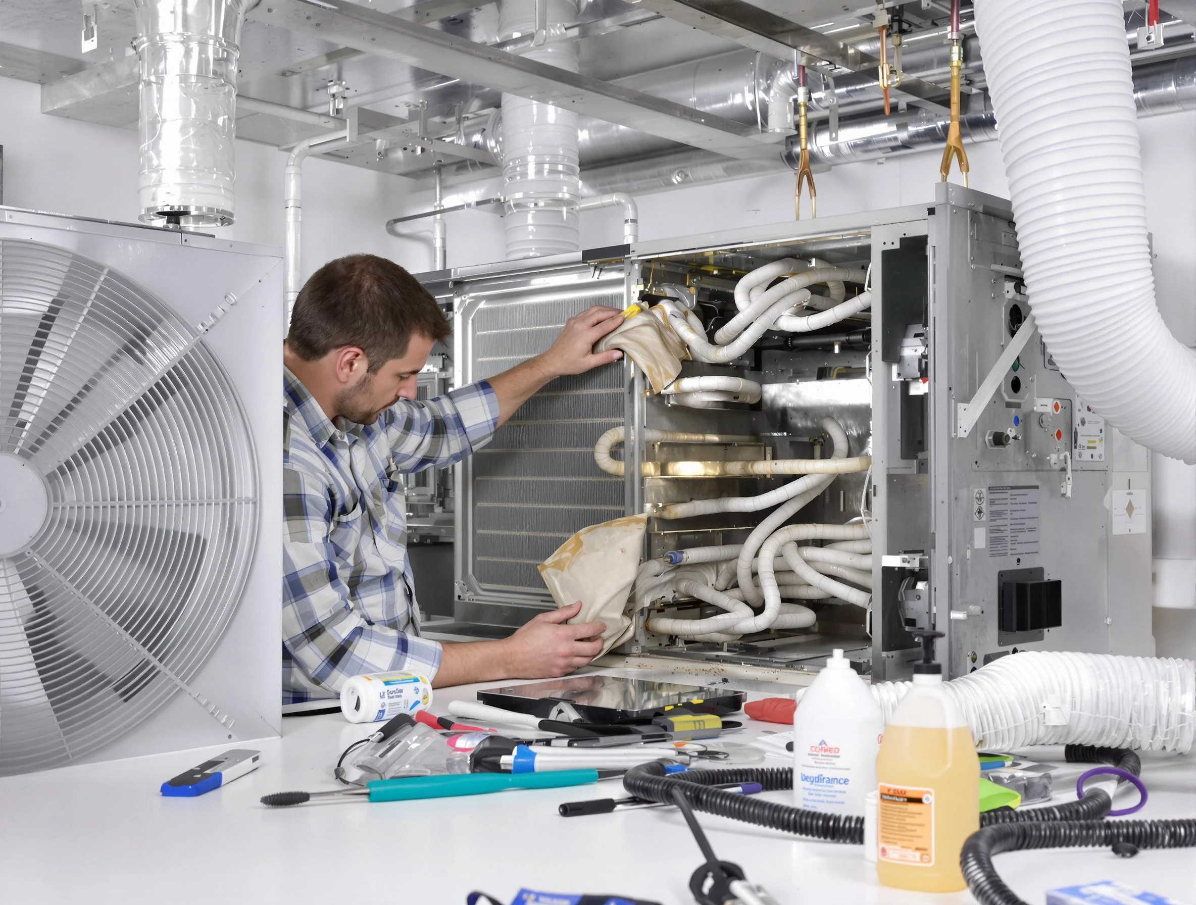 Framingham Air Duct Cleaning specialist performing precision AC coil cleaning in Framingham