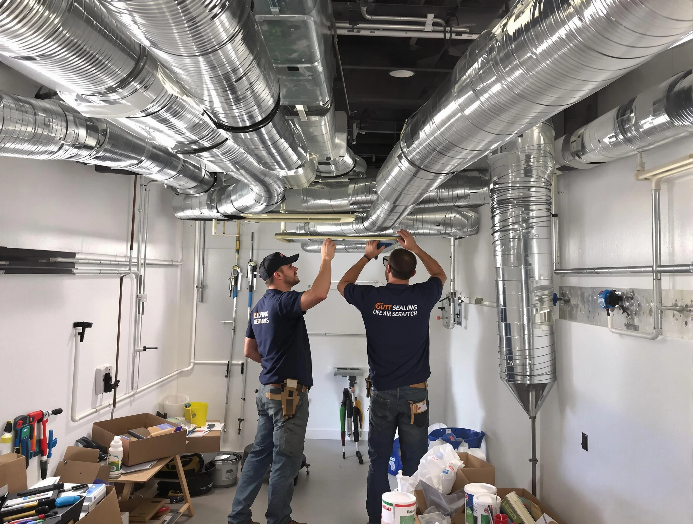 Framingham Air Duct Cleaning technician applying professional duct sealing solutions in Framingham