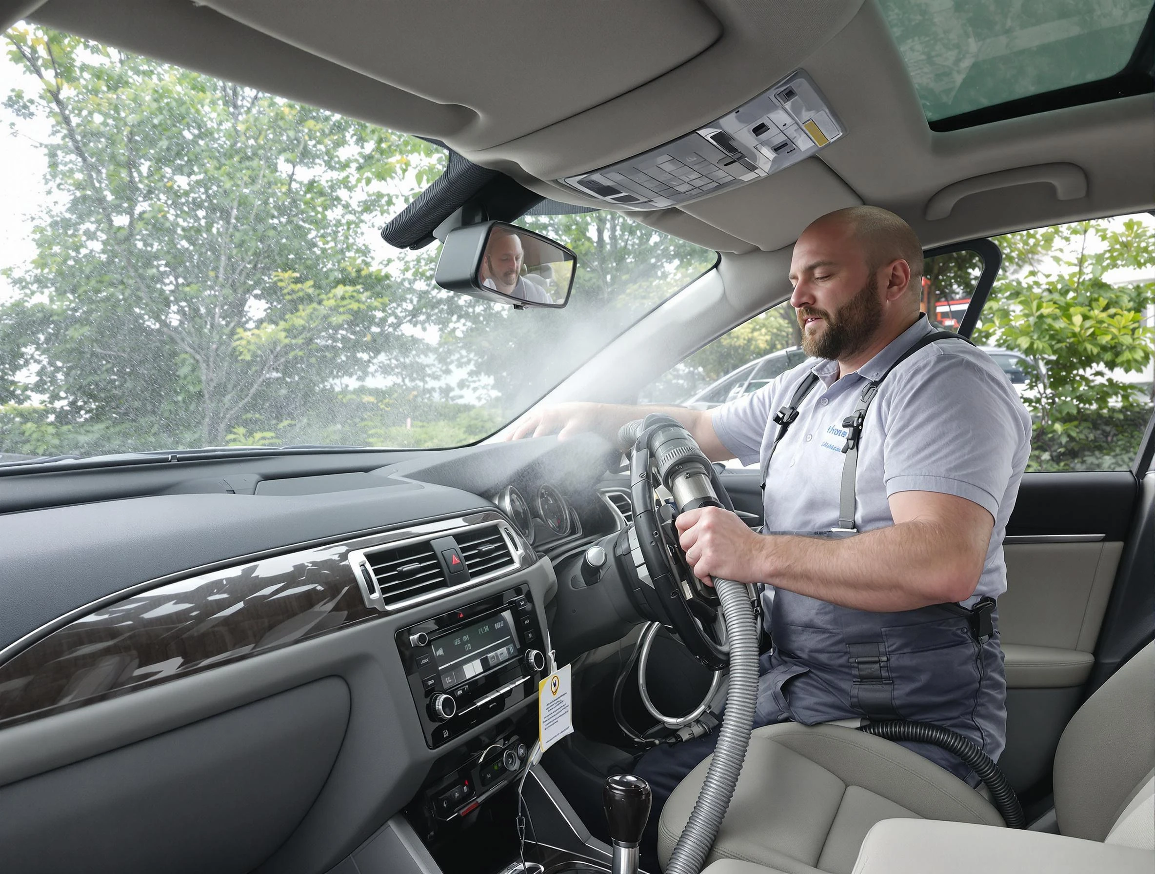 Framingham Air Duct Cleaning specialist performing professional car duct cleaning in Framingham